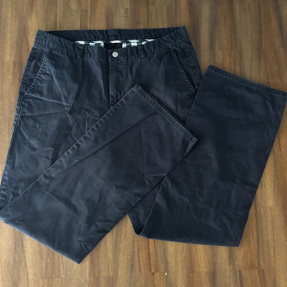 Bonobos Mens Size 35/34 Washed Black Cotton Straight Leg Chinos